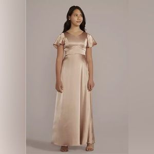 GALINA SIGNATURE
charmeuse flutter sleeve junior bridesmaid dress